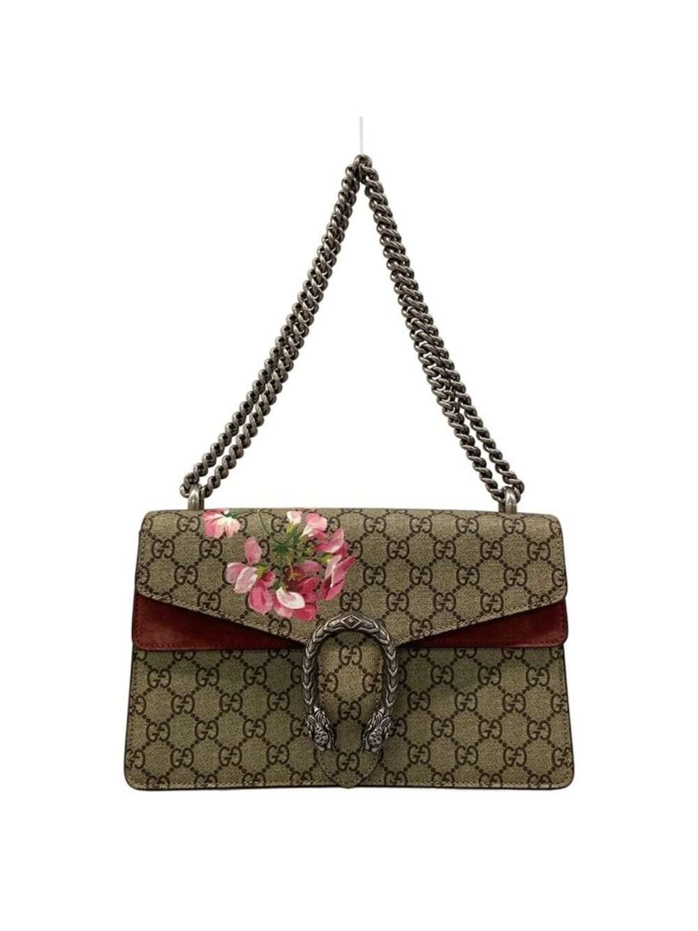 Gucci Shoulder Bag Dionysus GG Blooms Dark Brown Beige Bordeaux Chain